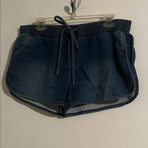Mossimo Women's Blue Denim Shorts Drawstring Elastic Waist XL